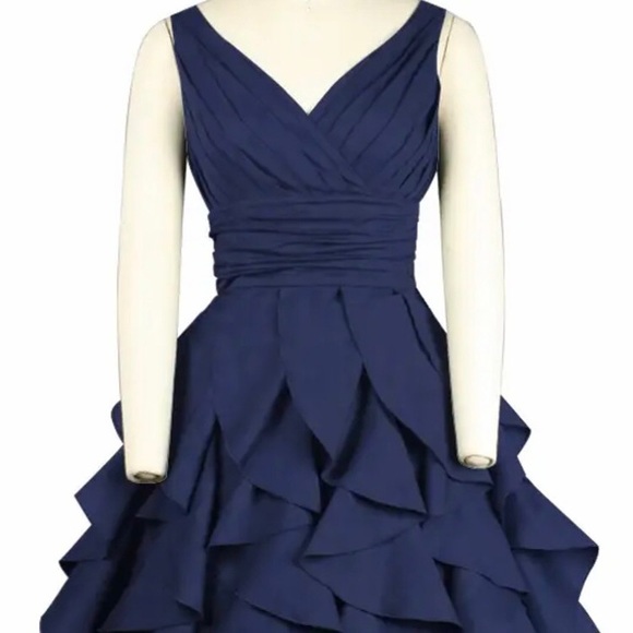 Savannah Ruffle Dress Navy - Picture 4 of 4